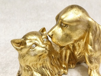 Статуэтка  щенок Спаниель с  Персидским  котом золото VALLE D'ORO PATCHI  Италия 720-2-74