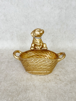 Статуэтка золотой щенок с корзиной VALLE D'ORO PATCHI  Италия 720-2-65
